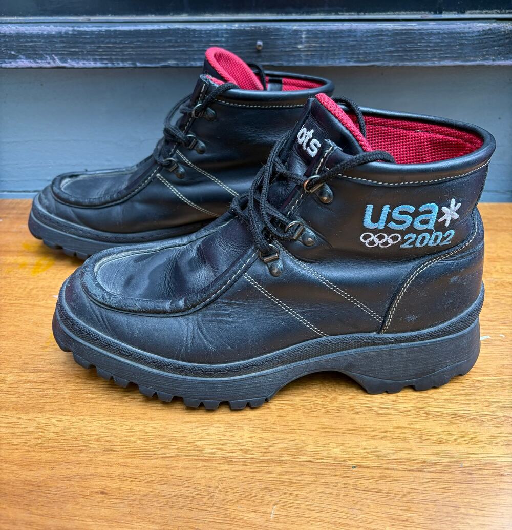 Vintage Roots USA 2002 Olympic Team Black Leather Boots Size 9B Salt Lake City